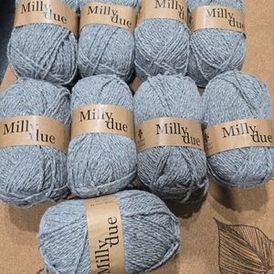 Milly Due Textured Gray Yarn Bundle, Made In ITALY (9 Balls)